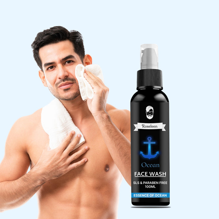 Roseleen Ocean for Men, Fights Acne & Pimple, Skin Brightening, All Skin Types Face Wash (3x100 ml) (Buy 1 Get 3)